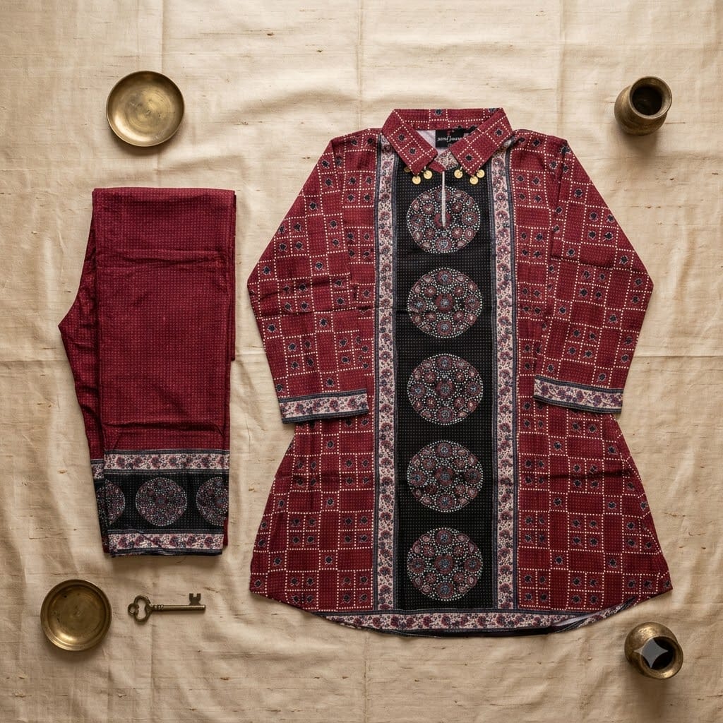 Red Gajji Silk Co-ord Set | 11573
