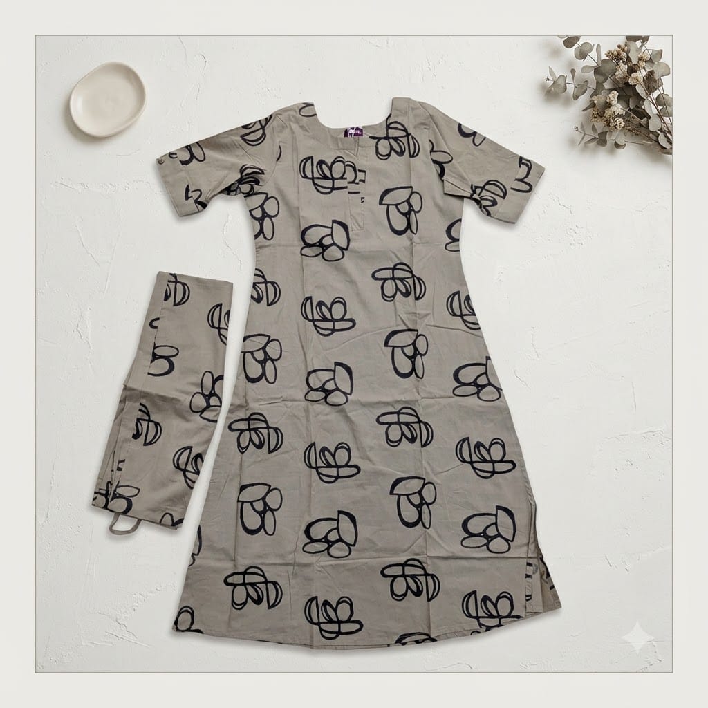 Grey Cotton Co-ord Set | 11444