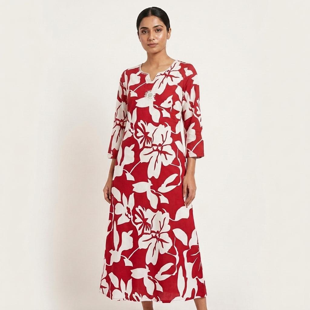 Red Cotton Kurti