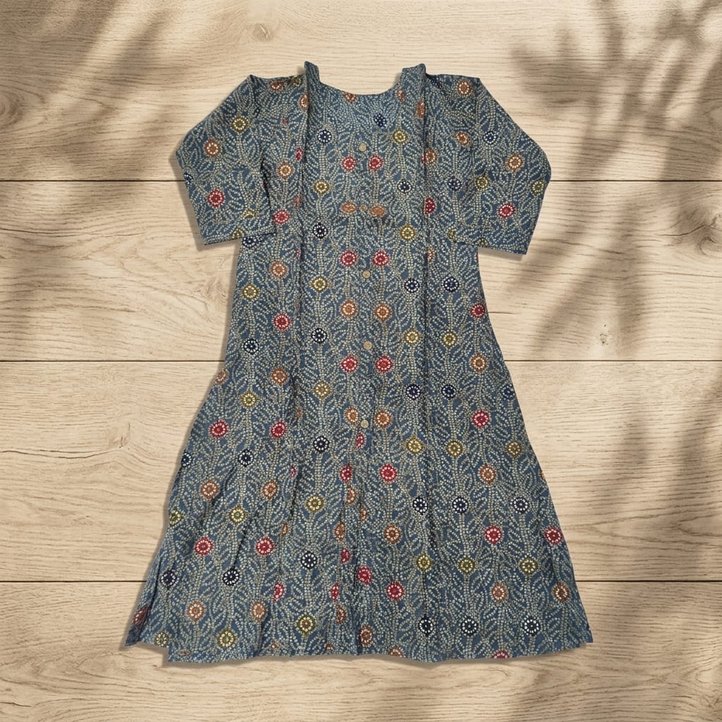 Olive Grey Cotton Silk Kurti