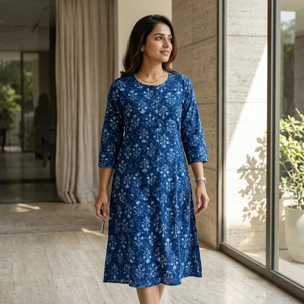 Blue Cotton Kurti