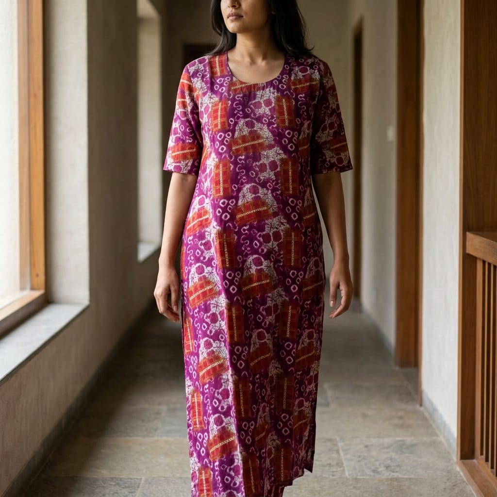 Dark Plum Cotton Silk Kurti