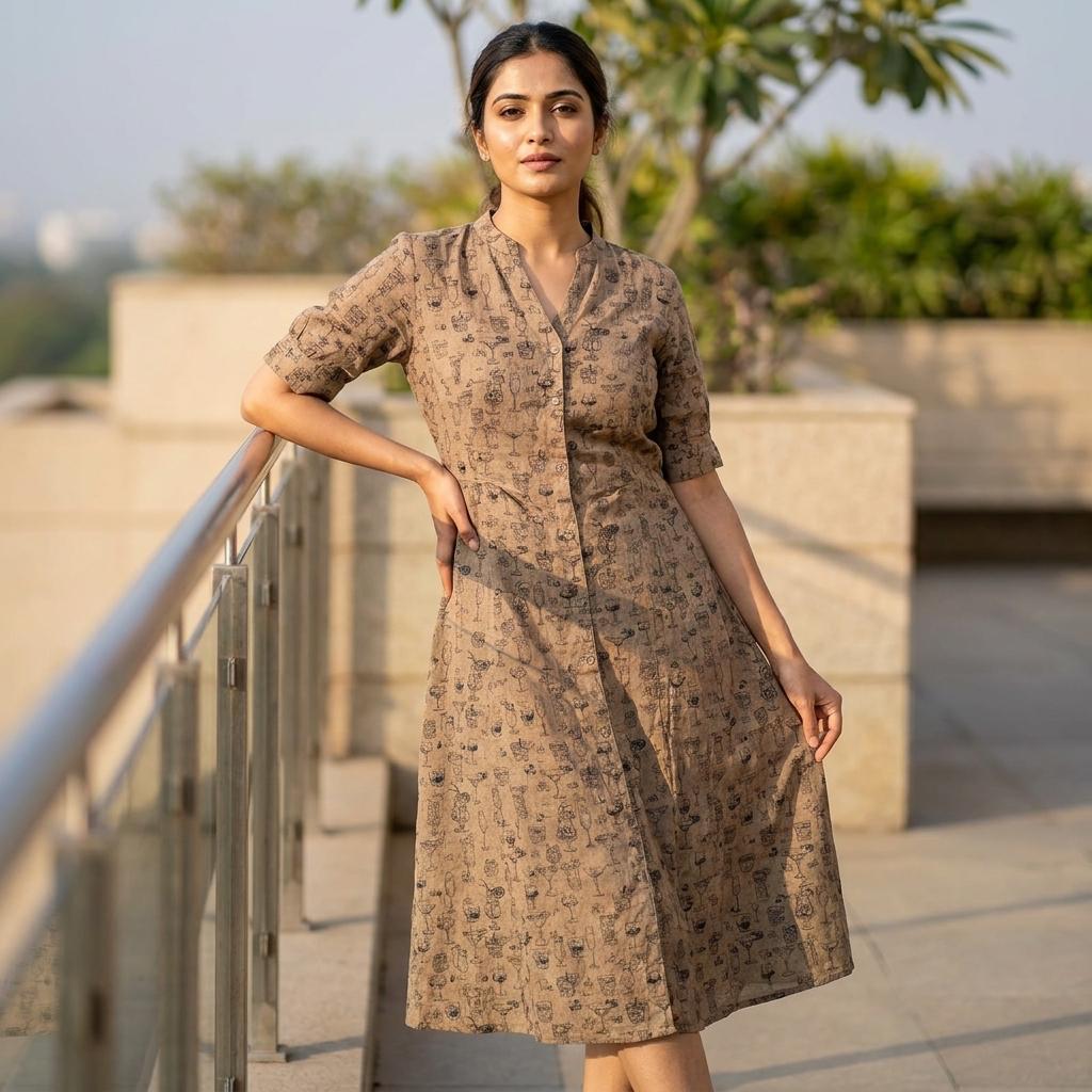 Taupe Rayon Kurti