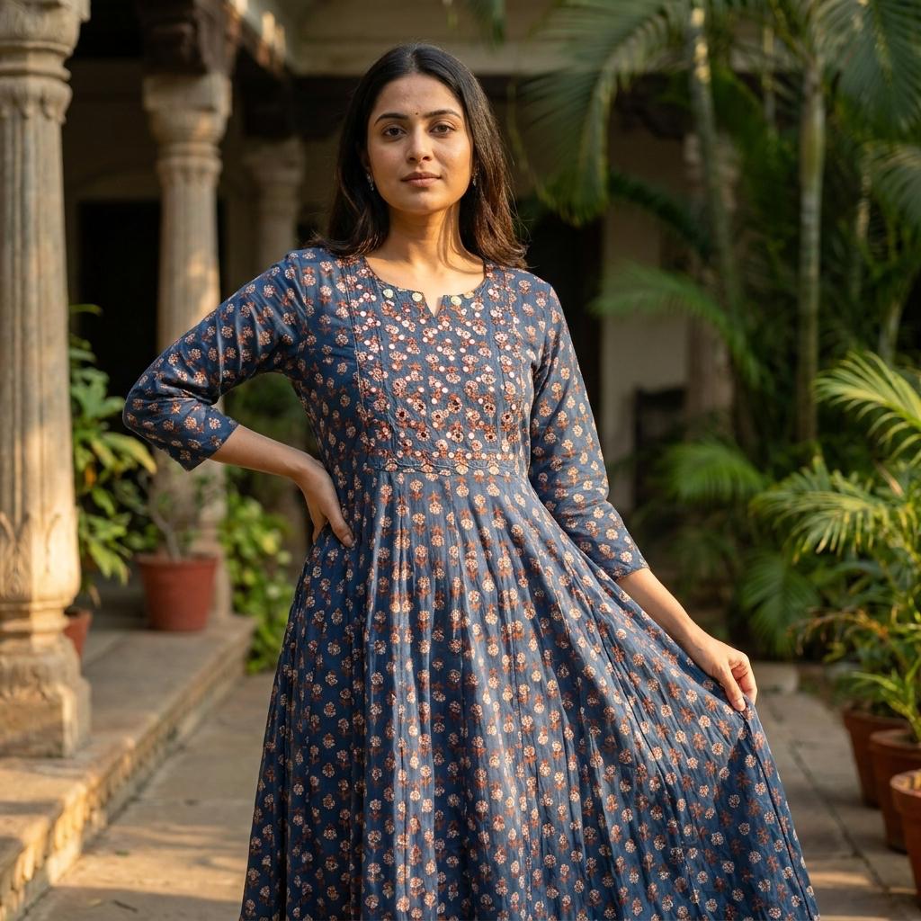 Blue Cotton Kurti