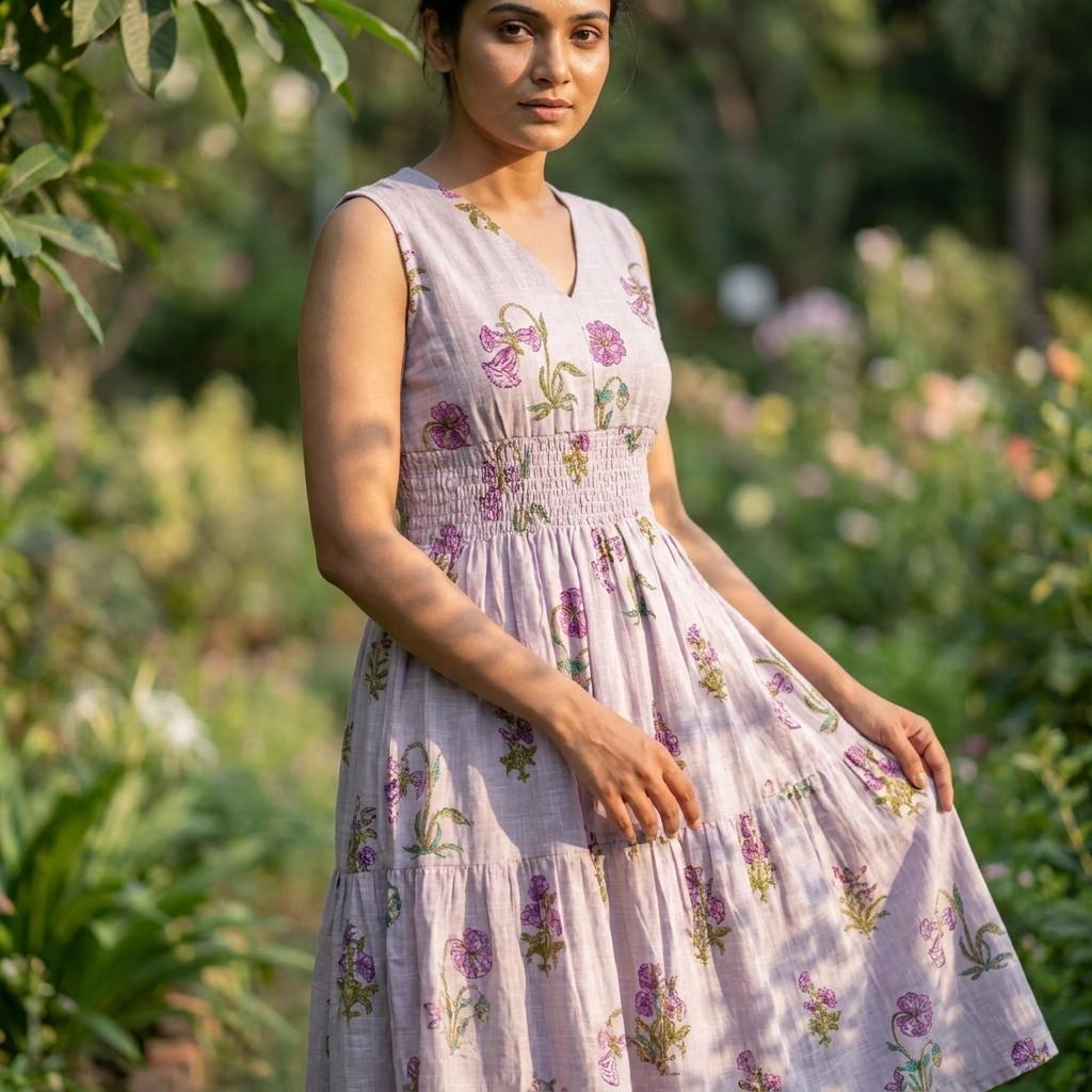 Light Lavender Cotton Kurti