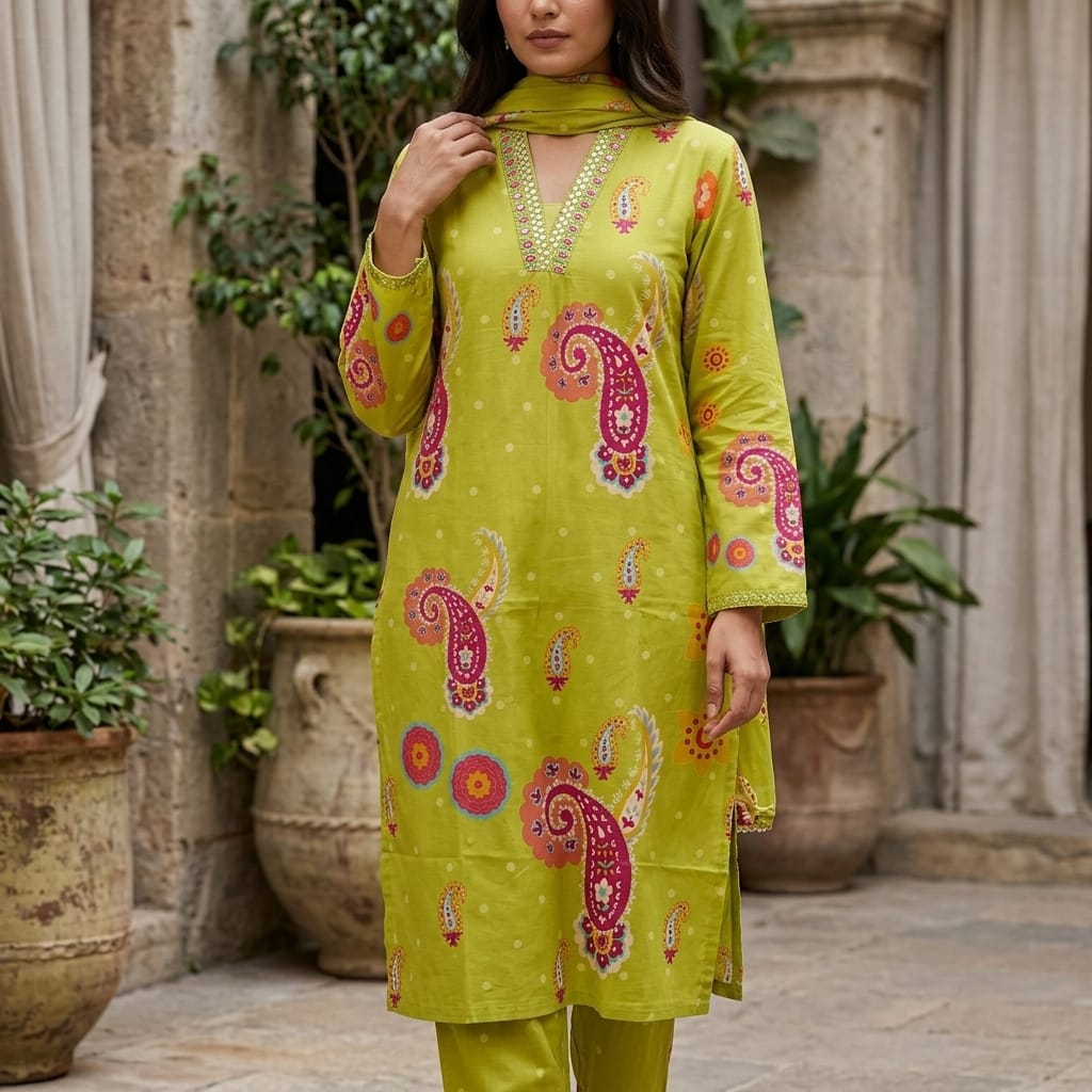 Parrot Green Cotton Co-ord Set