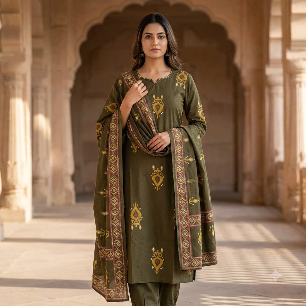 Green Cotton Salwar | 11344