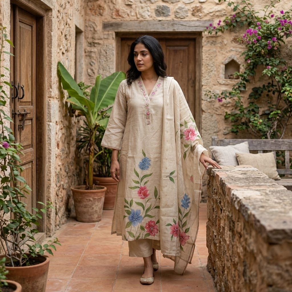 Beige Cotton Salwar
