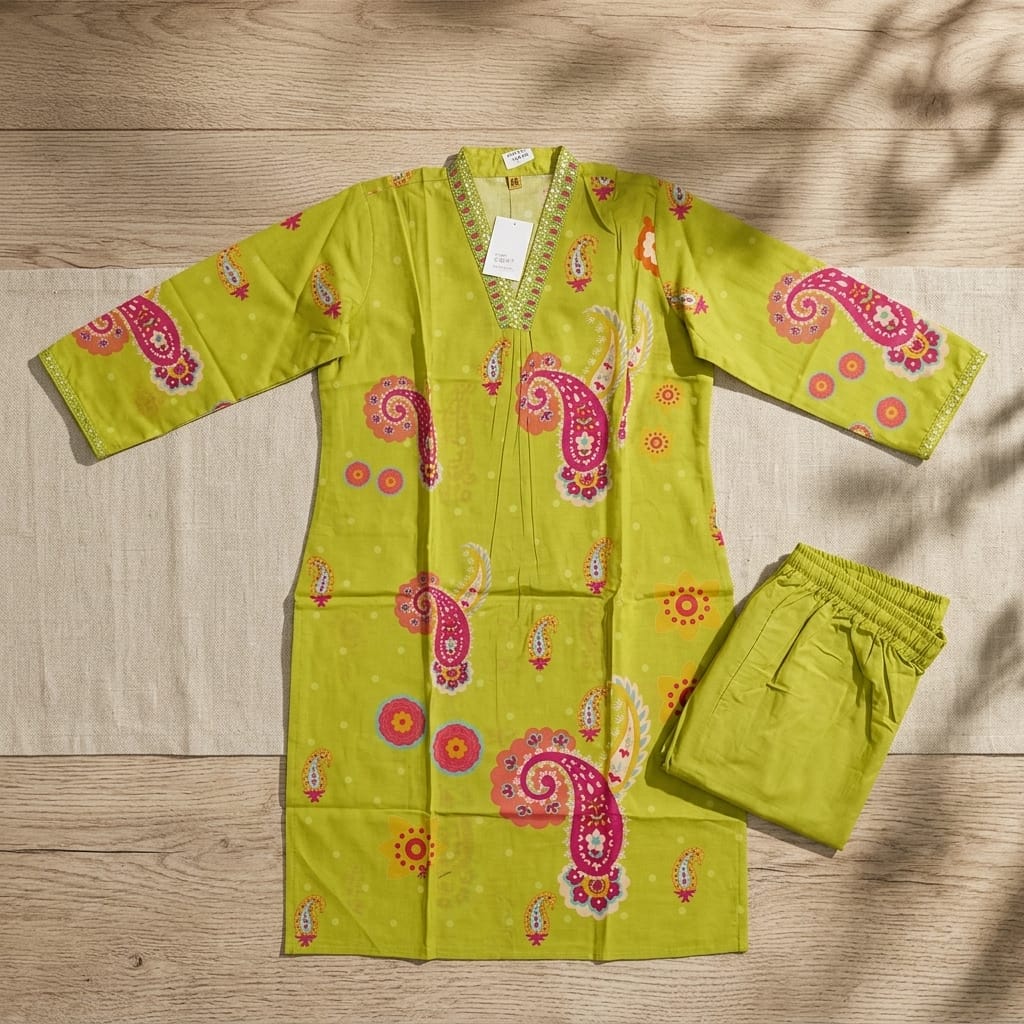 Parrot Green Cotton Co-ord Set