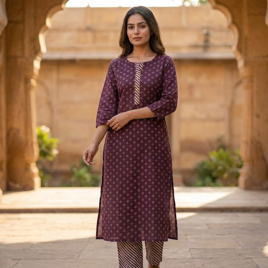 Purple Cotton Silk Co-ord Set
