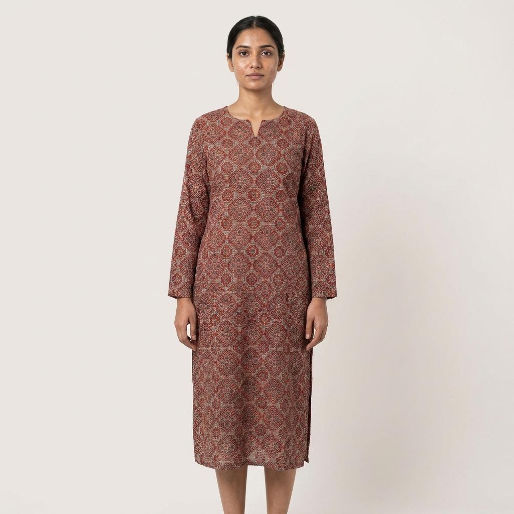 Brown Cotton Kurti