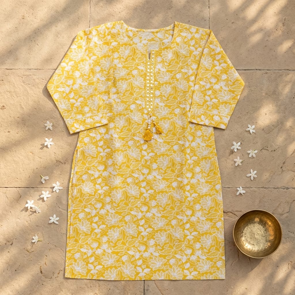 Yellow Cotton Kurti