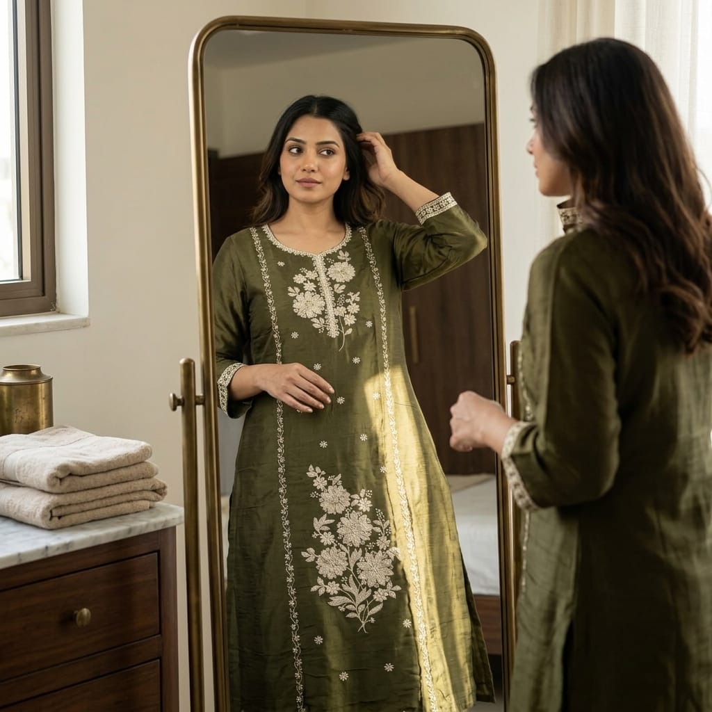 Green Cotton Silk Salwar | 11298