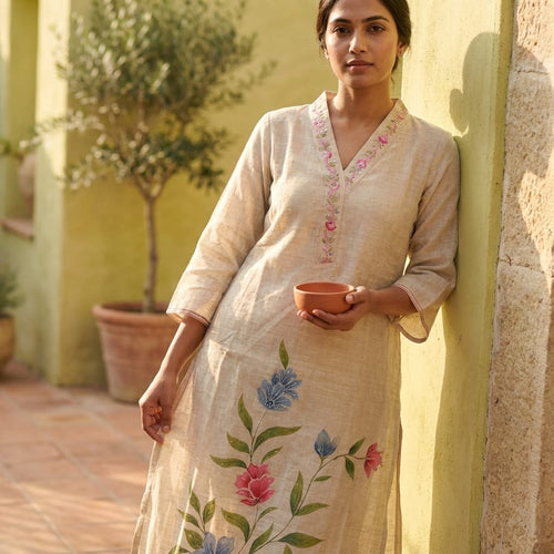 Beige Cotton Salwar