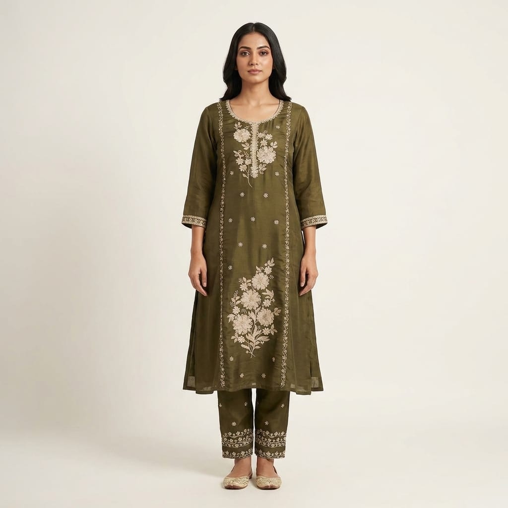 Green Cotton Silk Salwar | 11298
