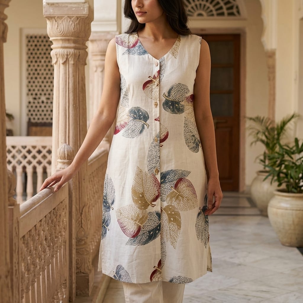 White Cotton Silk Co-ord Set