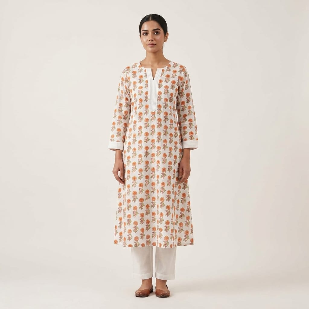 White Cotton Silk Co-ord Set
