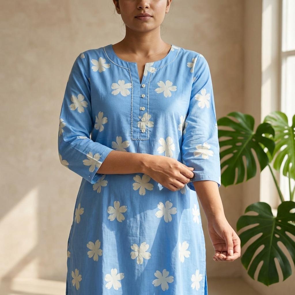 Blue Cotton Kurti