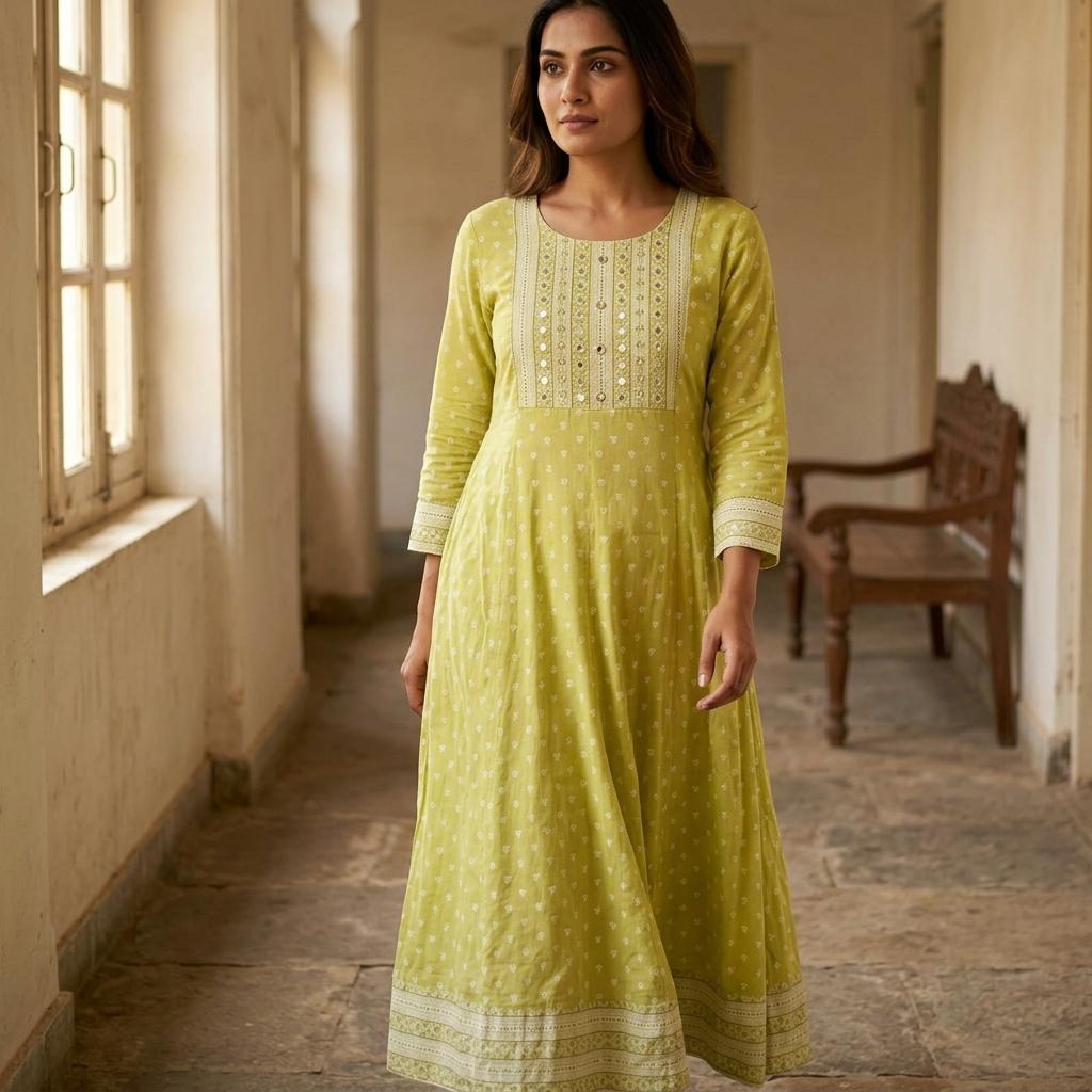 Yellow Cotton Kurti