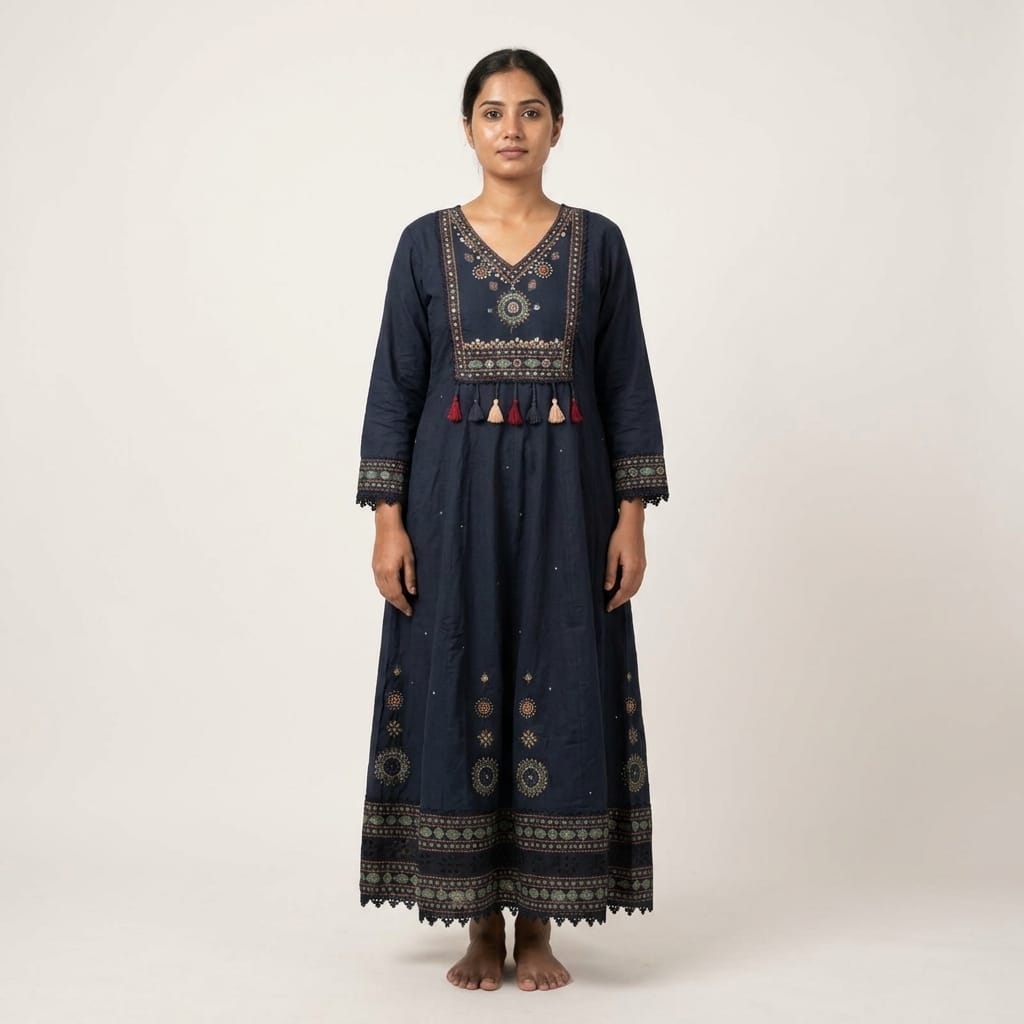 Blue Cotton Anarkali Salwar | 11254