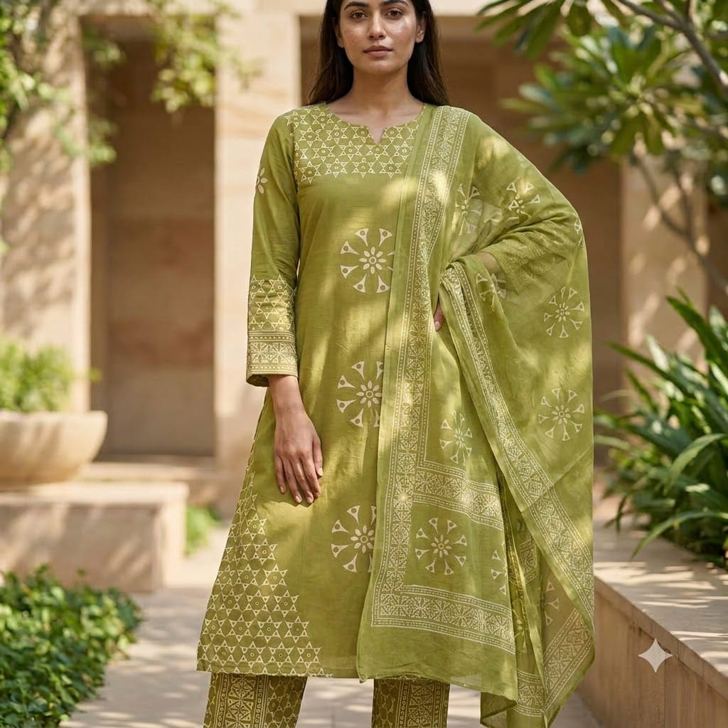 Parrot Green Cotton Salwar | 11345