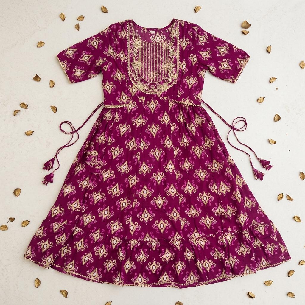 Magenta Cotton Kurti