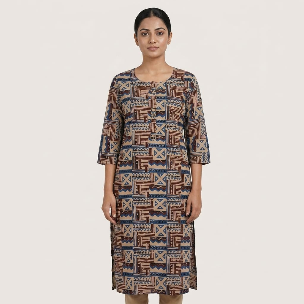Beige Cotton Kurti