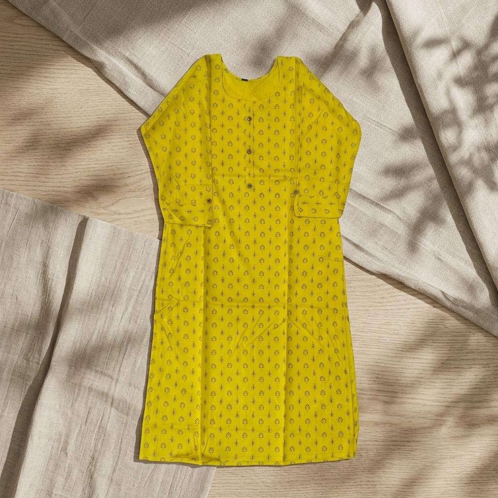 Yellow Rayon Kurti