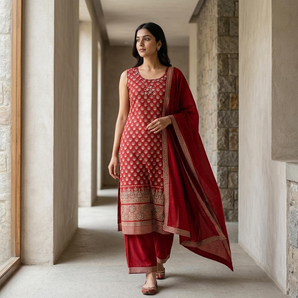 Red Cotton Salwar