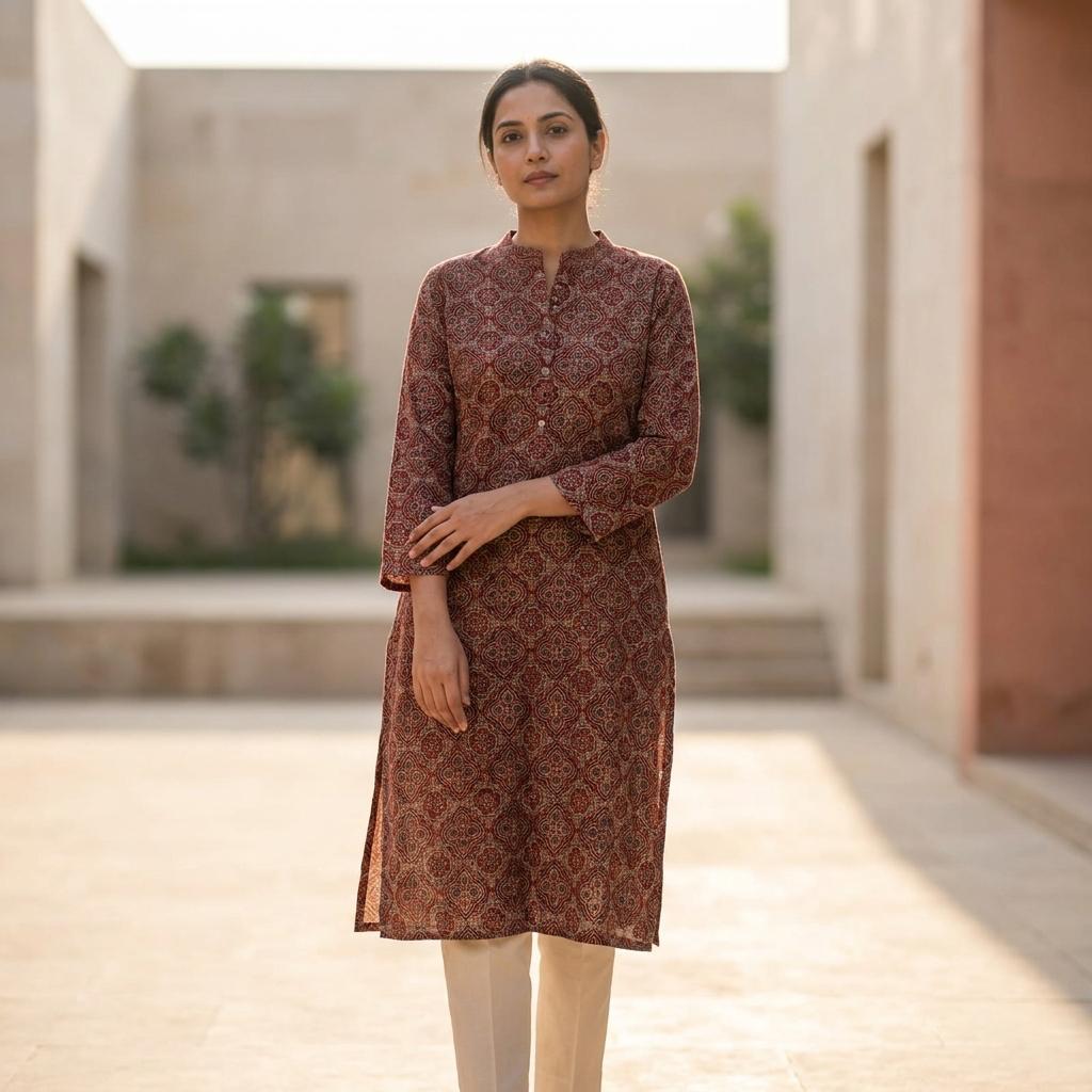 Brown Cotton Kurti