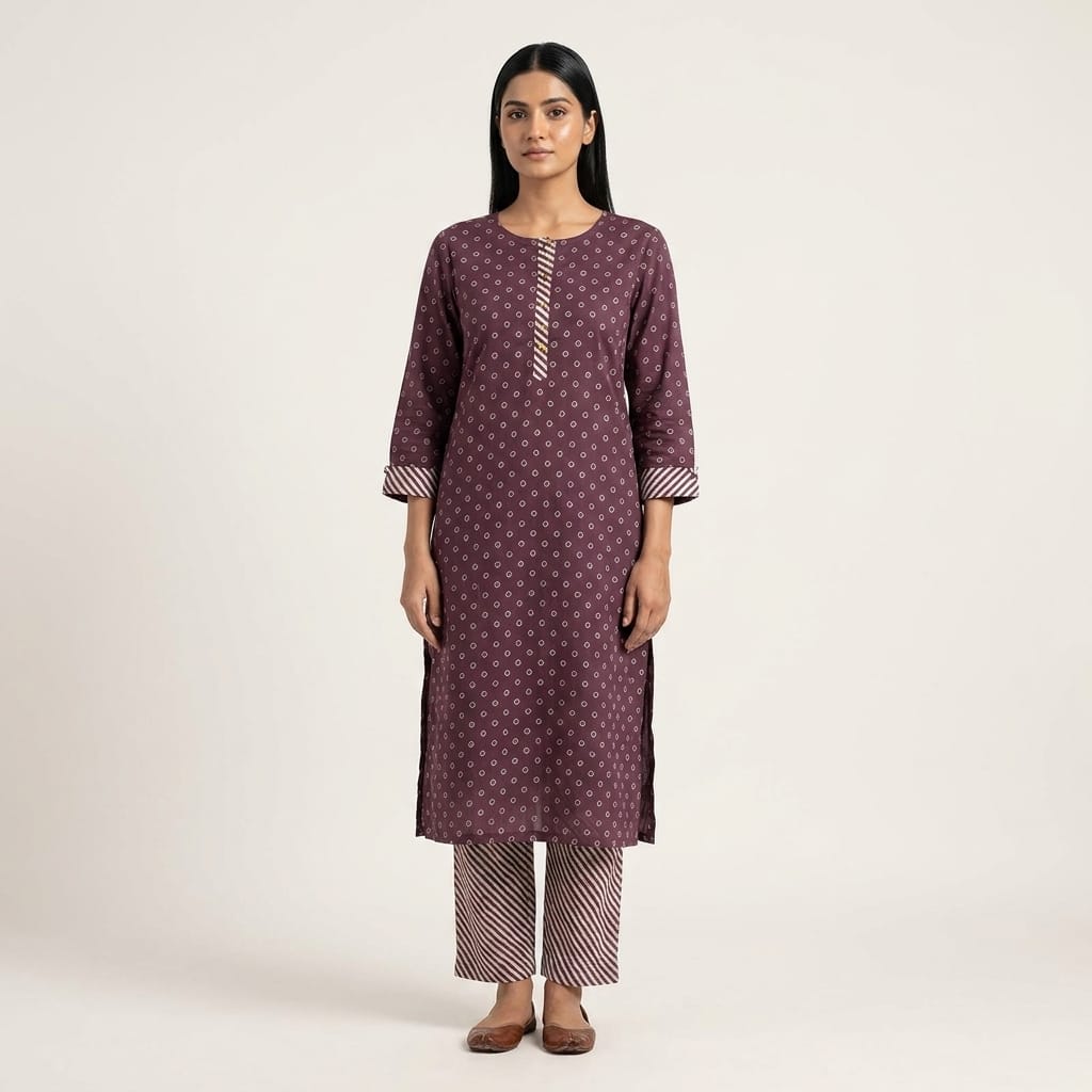 Purple Cotton Silk Co-ord Set