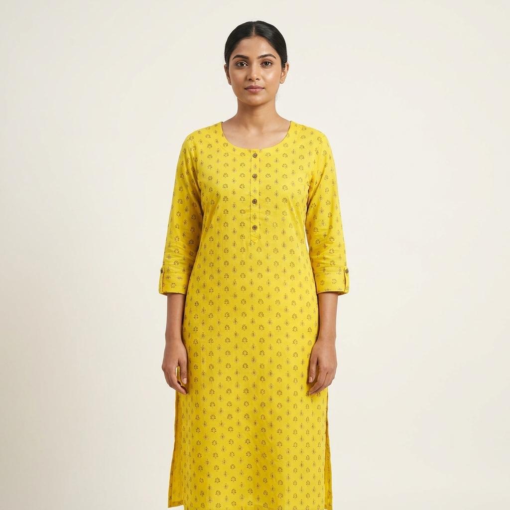 Yellow Rayon Kurti