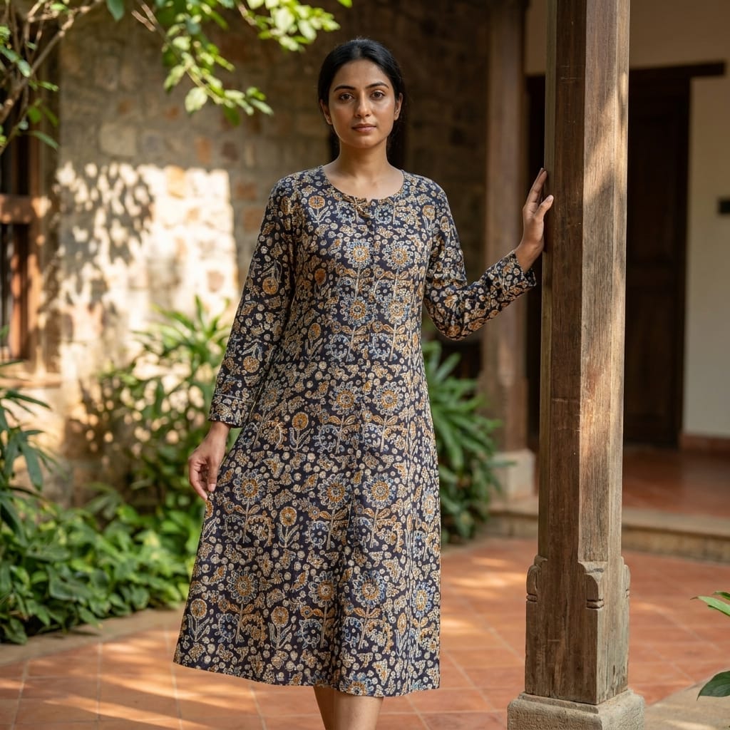 Black Kalamkari Kurti