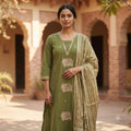 Green Cotton Anarkali Salwar | 11376