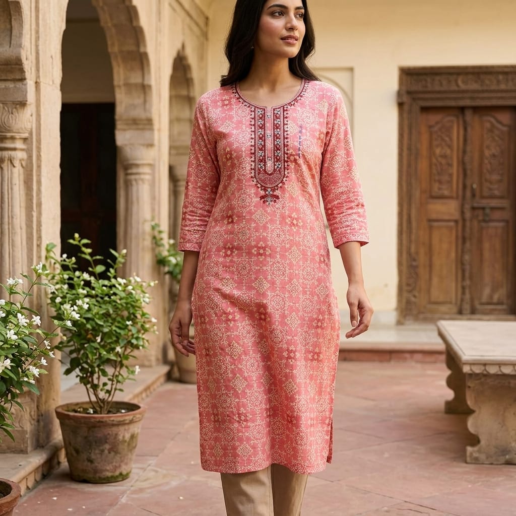 Peach Rayon Kurti