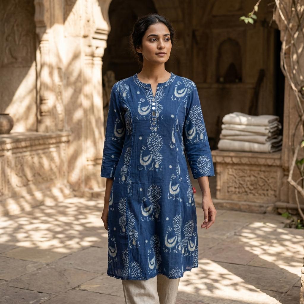Blue Cotton Kurti
