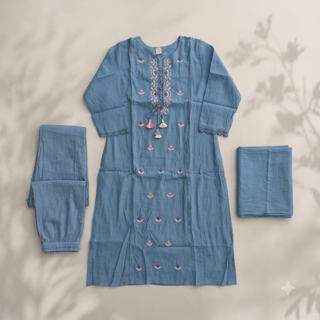 Blue Chanderi Silk Salwar | 11380