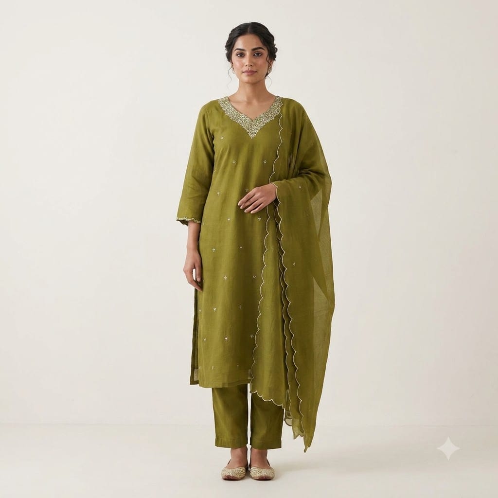 Green Chanderi Silk Salwar | 11381