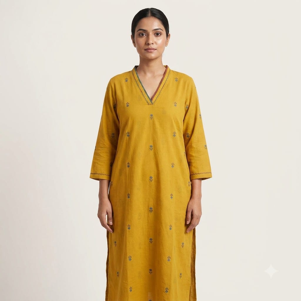 Mustard Cotton Kurti | 11363