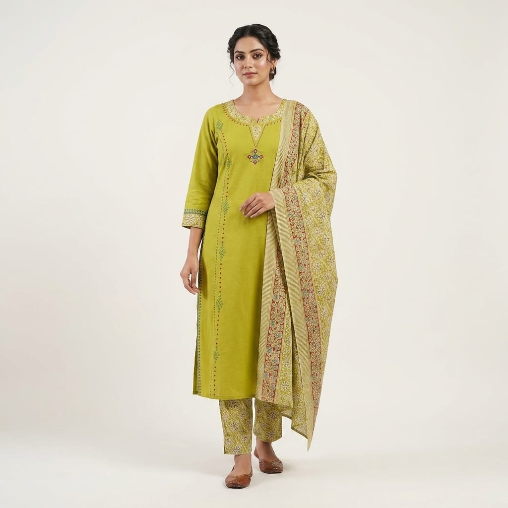 Parrot Green Cotton Salwar