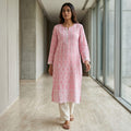 Pink Cotton Accoba Kurti