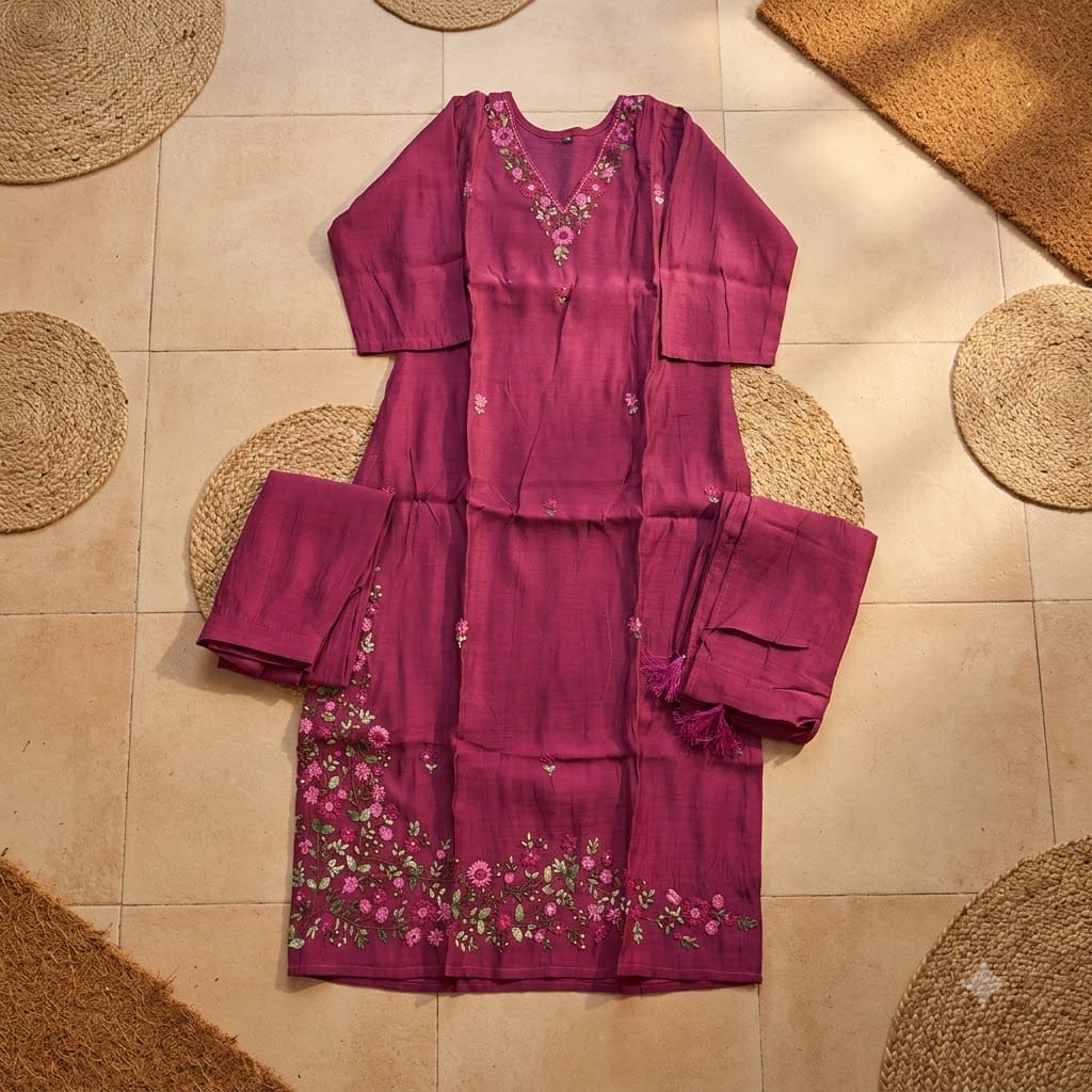 Magenta Chanderi Silk Salwar | 11378