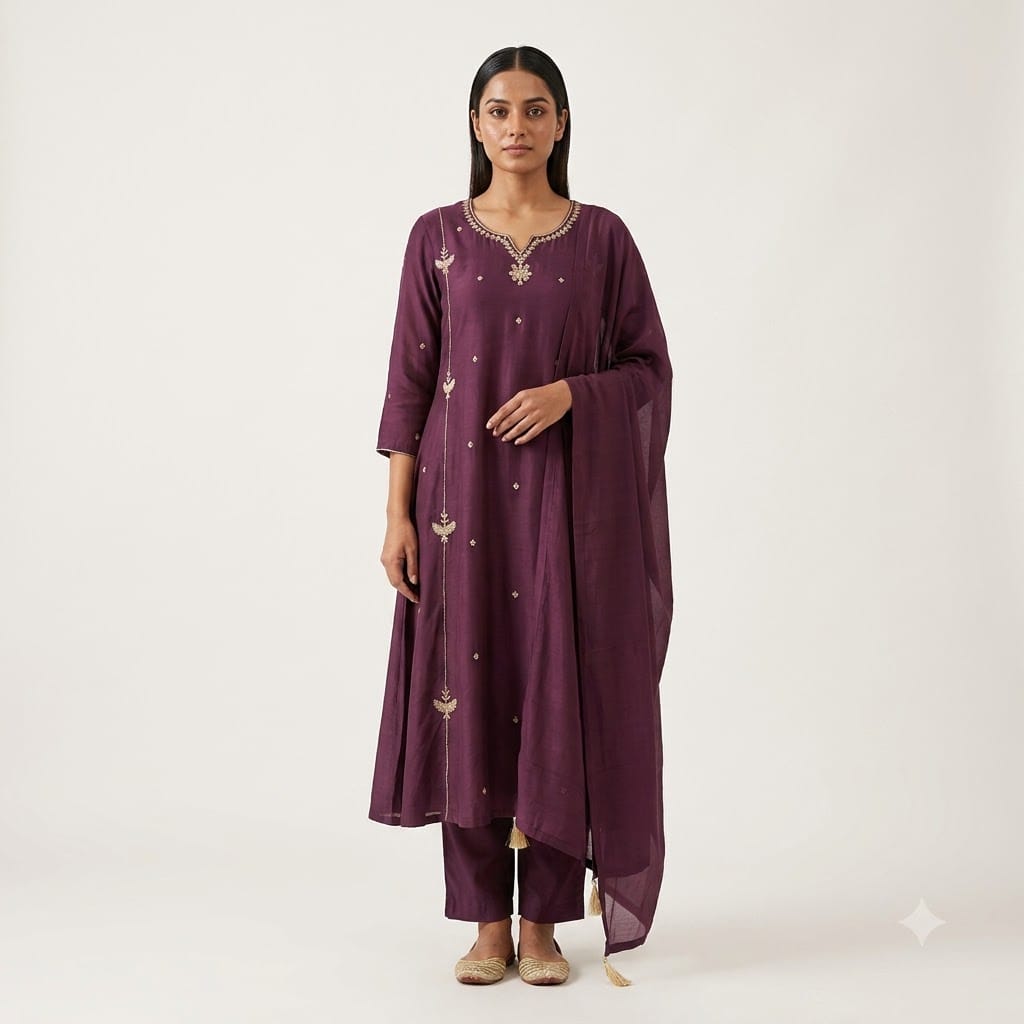 Deep Plum Cotton Silk Salwar | 11354