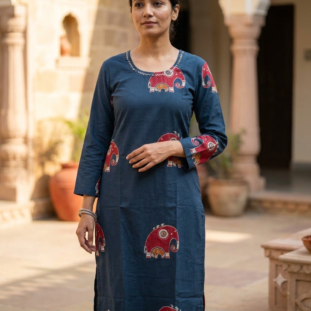 Blue Cotton Kurti | 11447