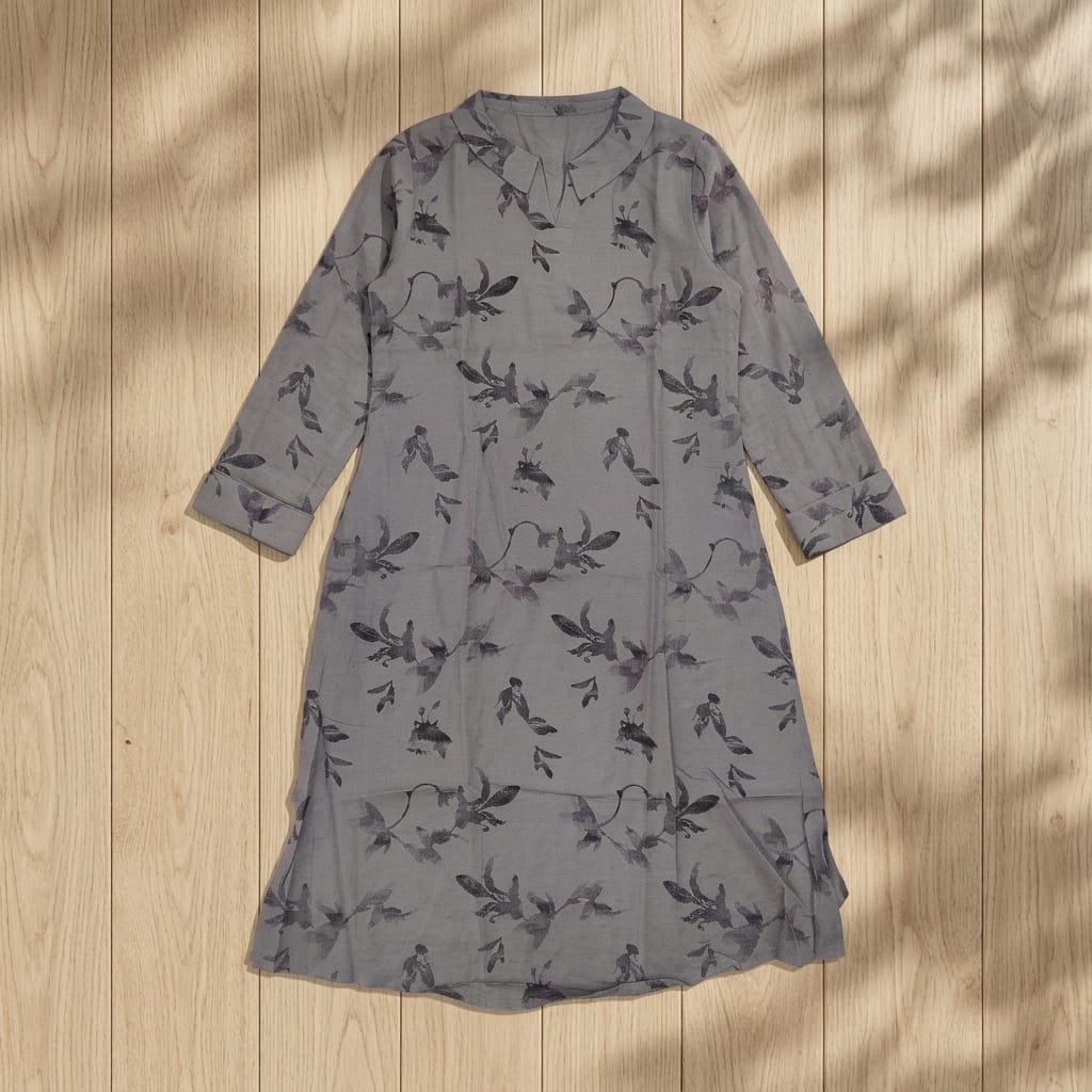 Grey Cotton Silk Kurti