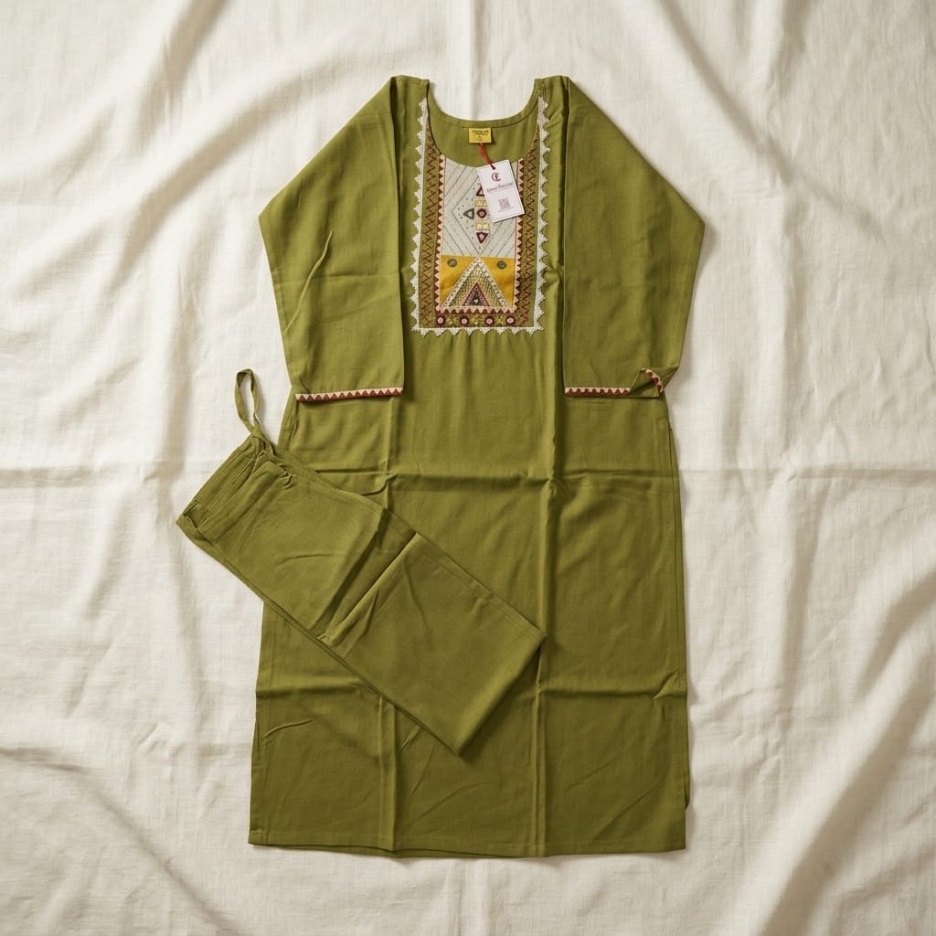 Green Cotton Silk Co-ord Set