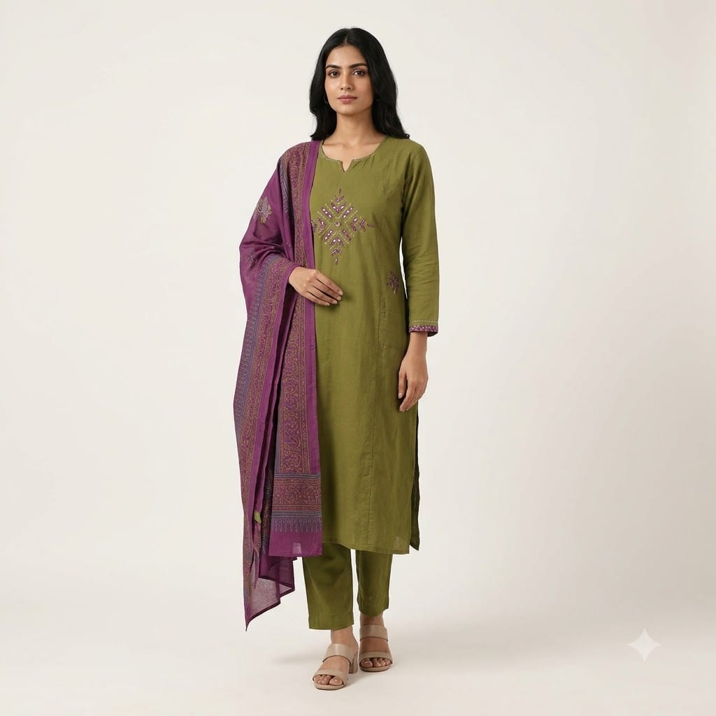 Green Cotton Salwar | 11404