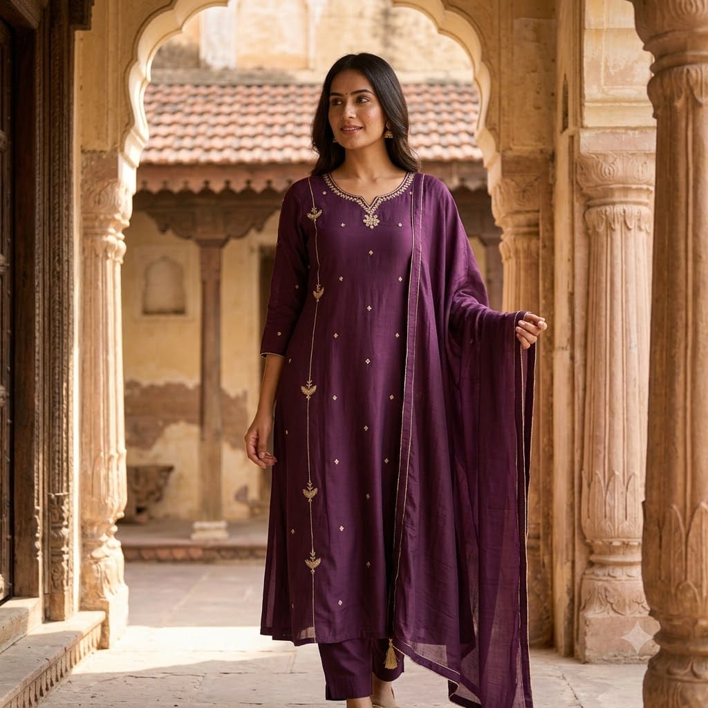 Deep Plum Cotton Silk Salwar | 11354