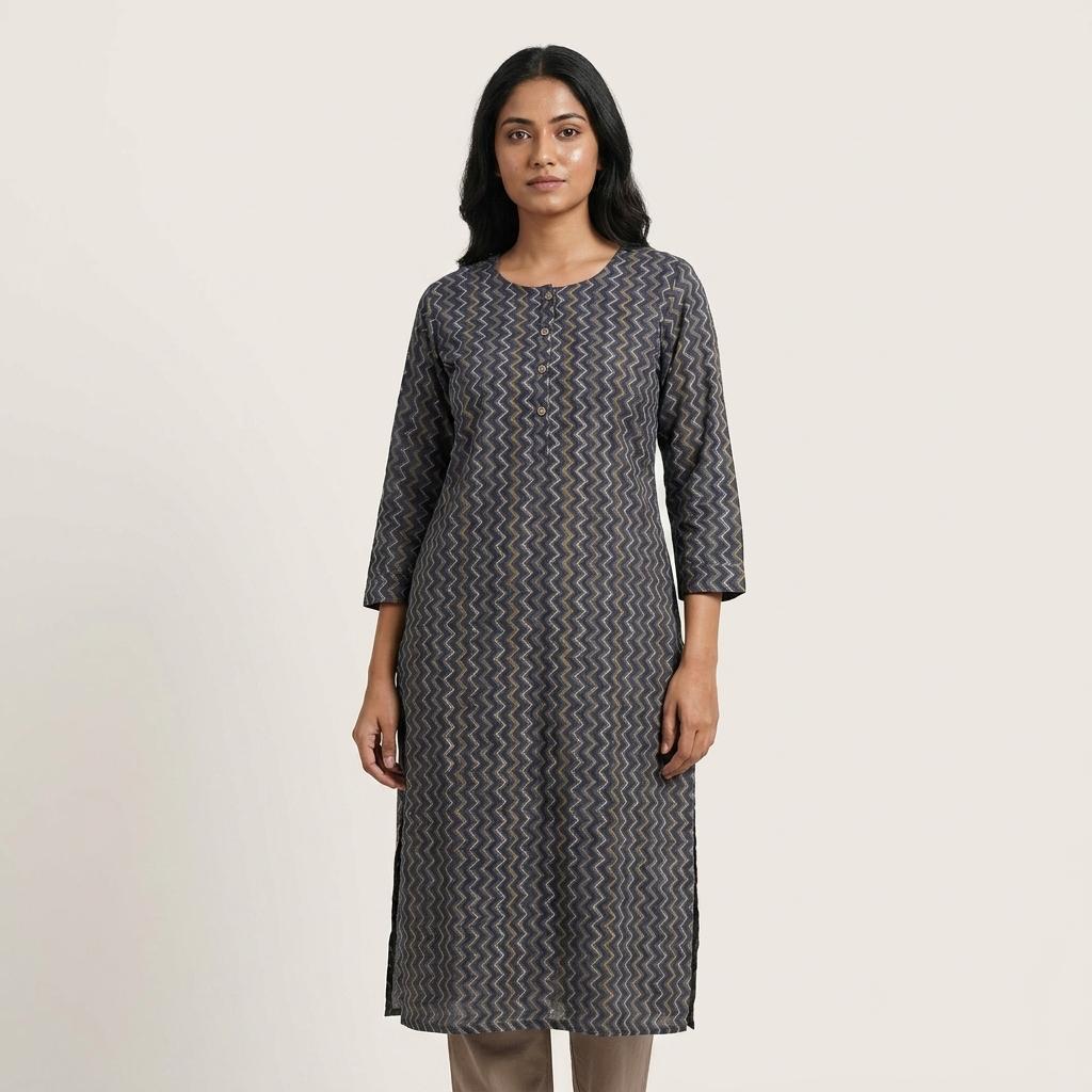 Cement Grey Cotton Silk Kurti