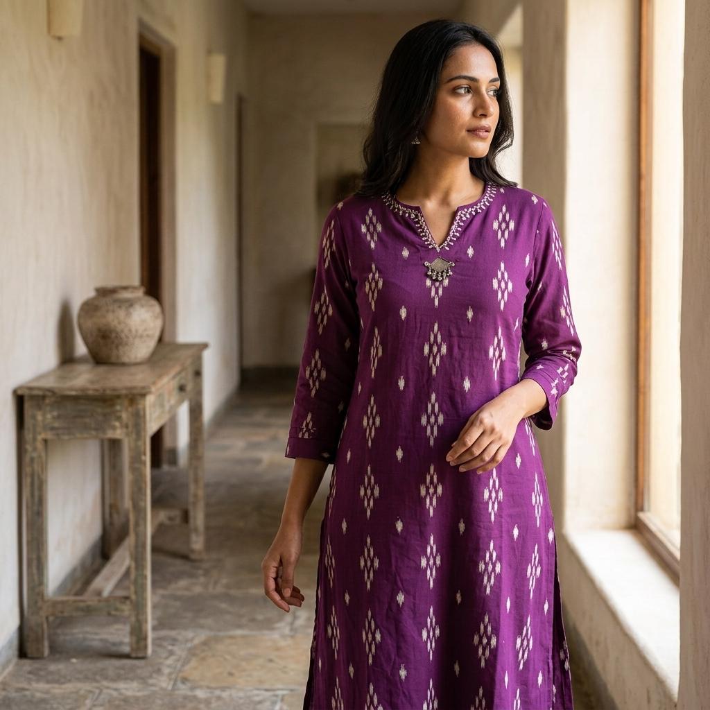 Purple Cotton Kurti